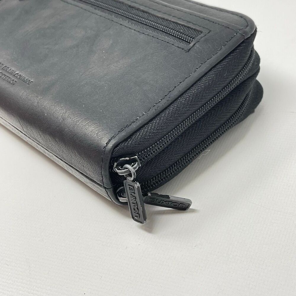 Buxton RFID Julia Heiress Double Zip Around Leather Wallet Black - Picture 5 of 8